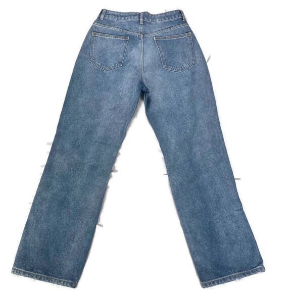 Pretty Little Thing Jeans Women 4 Blue Distress Boyfriend Straight Leg Denim NEW - Picture 8 of 16